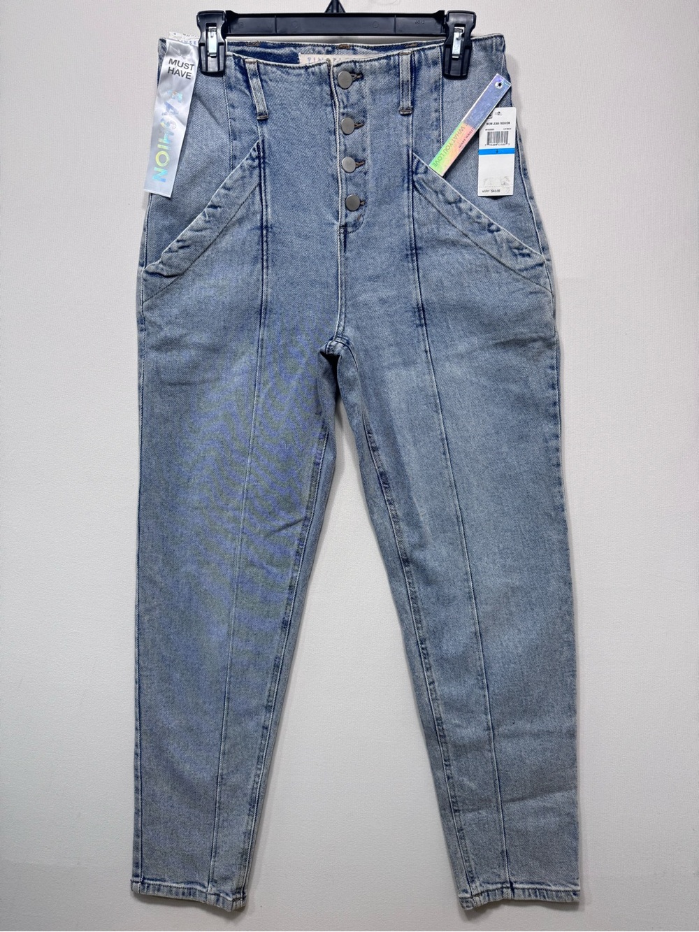 Tinseltown Light Blue High-Waist Button-Front Jeans